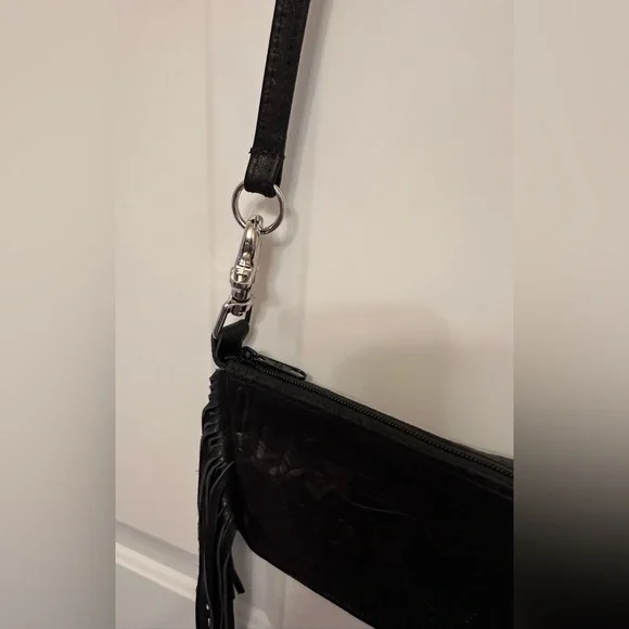 Hip Bag Company Black Leather Fringe Crossbody – Handmade USA - Picture 5 of 10